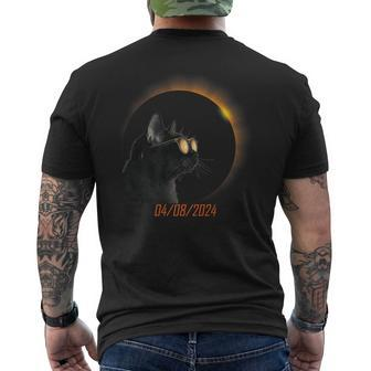 Solar Eclipse 2024 Cat Wearing Solar Glasses Men's T-shirt Back Print - Monsterry UK