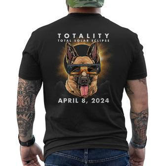 Solar Eclipse 2024 German Shepherd Dog Wearing Glasses Men's T-shirt Back Print - Monsterry