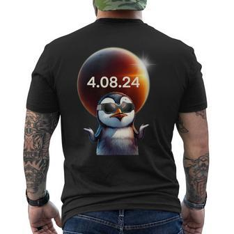 Solar Eclipse 2024 Penguin Wearing Solar Eclipse Men's T-shirt Back Print - Seseable