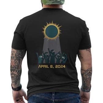 Solar Eclipse 2024 People Wearing Solar Eclipse Glasses Men's T-shirt Back Print - Monsterry DE