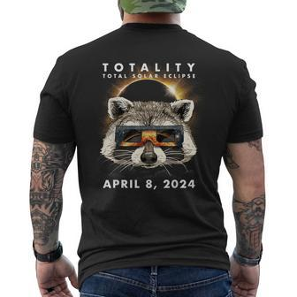 Solar Eclipse 2024 Raccoon Wearing Eclipse Glasses Men's T-shirt Back Print | Mazezy