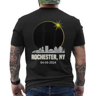 Solar Eclipse 2024 Rochester Skyline New York Solar Eclipse Men's T-shirt Back Print | Mazezy