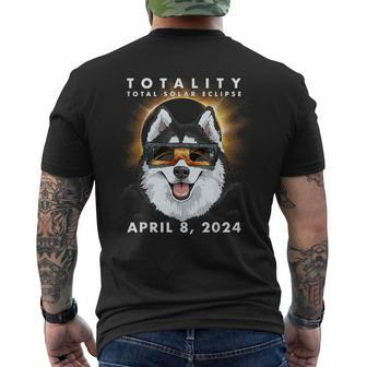 Solar Eclipse 2024 Siberian Husky Dog Wearing Glasses Men's T-shirt Back Print - Seseable