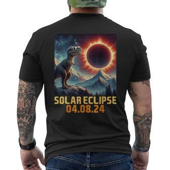 Solar Eclipse 2024 T Rex Dino Glasses Toddler Boys Men's T-shirt Back Print - Seseable