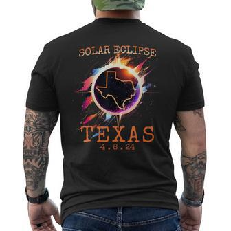 Solar Eclipse 2024 Texas Usa State Totality Path Souvenir Men's T-shirt Back Print - Monsterry