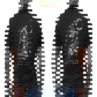 Solar Eclipse 2024 Total Eclipse April 8Th 2024 Cat Men's T-shirt Back Print - Thegiftio