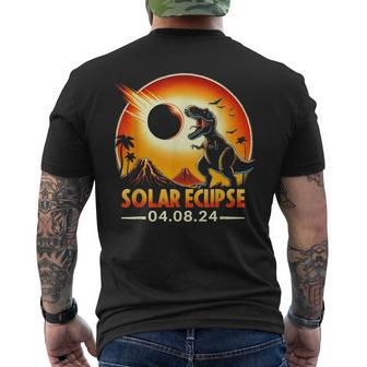 Solar Eclipse 2024 Trex Wearing Solar Eclipse Glasses Men's T-shirt Back Print | Mazezy