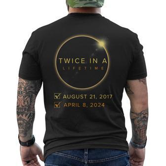 Solar Eclipse 2024 Twice In Lifetime 2024 Solar Eclipse Men's T-shirt Back Print | Mazezy
