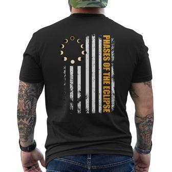 Solar Eclipse 2024 Usa Flag Phases Of The Solar Eclipse Men's T-shirt Back Print - Seseable
