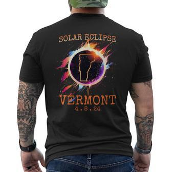 Solar Eclipse 2024 Vermont Usa State Totality Path Souvenir Men's T-shirt Back Print - Seseable