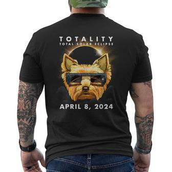 Solar Eclipse 2024 Yorkshire Terrier Dog Men's T-shirt Back Print - Seseable