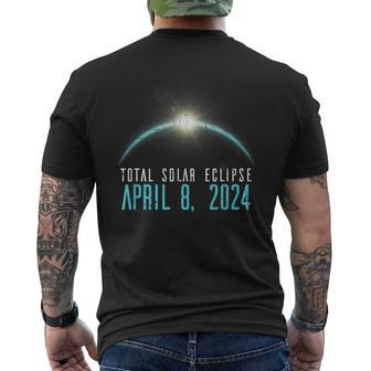 Solar Eclipse 40824 Totality 2024 Astronomy Blue Grunge Men's T-shirt Back Print | Mazezy