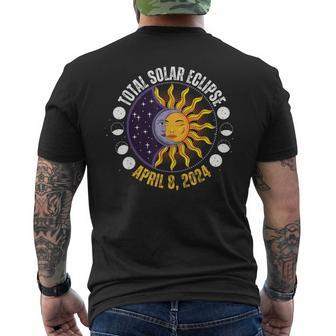 Solar Eclipse 8-4-2024 Eclipse With Sun Crescent Moon Men's T-shirt Back Print - Monsterry CA