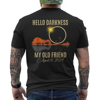Solar Eclipse April 08 2024 Hello Darkness My Old Friend Men's T-shirt Back Print - Monsterry AU