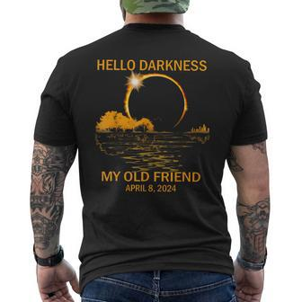 Solar Eclipse April 08 2024 Hello Darkness My Old Friend Men's T-shirt Back Print | Mazezy DE