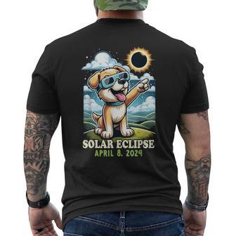 Solar Eclipse April 2024 Dog Wearing Solar Eclipse Glasses Men's T-shirt Back Print | Mazezy