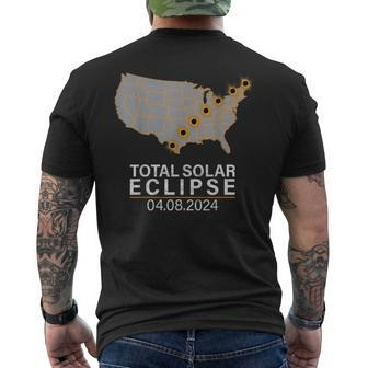 Solar Eclipse April 8 2024 America Totality Eclipse Path Map Men's T-shirt Back Print | Mazezy
