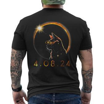 Solar Eclipse April 8 2024 Cat With Solar Eclipse Glasses Men's T-shirt Back Print | Mazezy