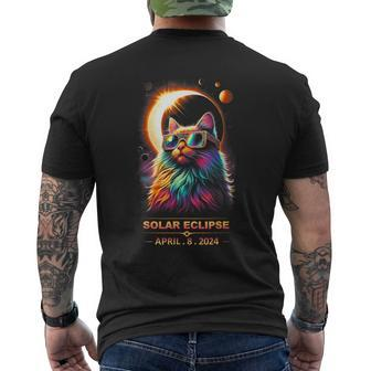 Solar Eclipse April 8 2024 Cats Lovers Men's T-shirt Back Print | Mazezy