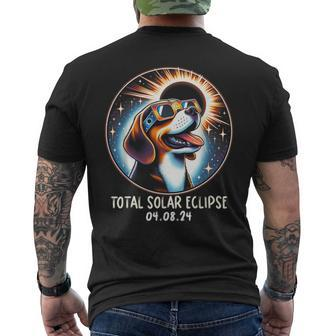 Solar Eclipse Beagle Wearing Glasses Pet April 8 2024 Men's T-shirt Back Print - Monsterry CA