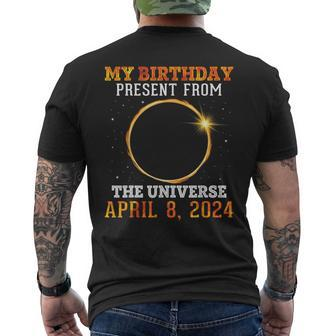 Solar Eclipse My Birthday Present From The Universe Apr 8 24 Men's T-shirt Back Print - Seseable