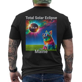 Solar Eclipse Corgi Dog Wearing Solar Eclipse Glasses 2024 Men's T-shirt Back Print - Monsterry