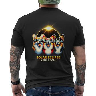 Solar Eclipse Corgi Wearing Glasses April 8 2024 Totality Men's T-shirt Back Print - Monsterry UK