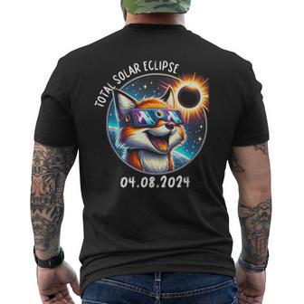 Solar Eclipse Fox Wearing Glasses Pet April 8 2024 Men's T-shirt Back Print - Seseable