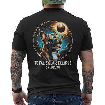 Solar Eclipse French Bulldog Wearing Glasses April 8 2024 Men's T-shirt Back Print - Seseable