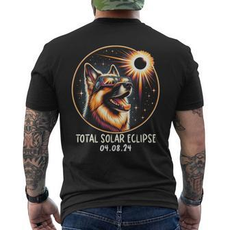 Solar Eclipse German Shepherd Wearing Glasses April 8 2024 Men's T-shirt Back Print - Monsterry