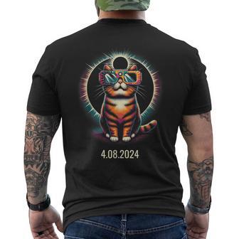 Solar Eclipse Glasses Cat 2024 Men's T-shirt Back Print - Monsterry DE