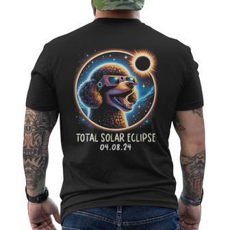 Solar Eclipse Poodle Wearing Glasses Pet April 8 2024 Men's T-shirt Back Print | Mazezy