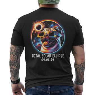 Solar Eclipse Pug Wearing Glasses Pet April 8 2024 Men's T-shirt Back Print - Monsterry UK