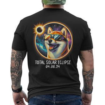 Solar Eclipse Shiba Inu Wearing Glasses Pet April 8 2024 Men's T-shirt Back Print - Monsterry UK
