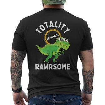 Solar Eclipse Totality Rawrsome 04 08 2024 T-Rex Dinosaur Men's T-shirt Back Print - Monsterry DE