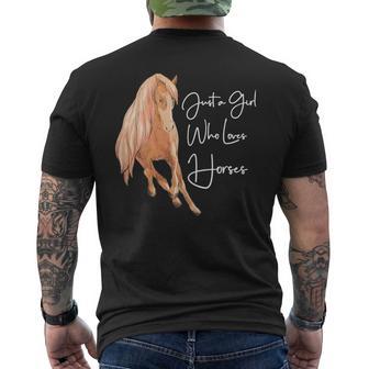 Sólo Una Chica Que Ama Los Caballos Montando A Caballo Lindo Camiseta Hombre Estampado Espalda - Regaloses