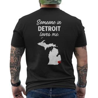 Someone In Detroit Loves Me Detroit Michigan Men's T-shirt Back Print - Monsterry