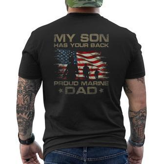 My Son Has Your Back Marine Dad Camouflage Mens Back Print T-shirt | Mazezy