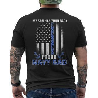 My Son Has Your Back Proud Navy Dad Men's T-shirt Back Print - Monsterry AU