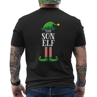 Son Elf Matching Family Group Christmas Party Pajama Mens Back Print T-shirt - Thegiftio UK
