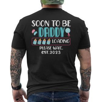 Soon To Be Daddy 2023 Loading Baby Shower Gender Reveal Men's T-shirt Back Print - Monsterry