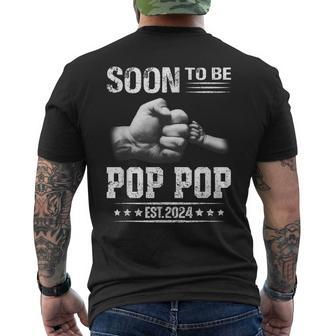 Soon To Be Pop Pop Est2024 Fathers Day New Dad Men's T-shirt Back Print - Monsterry