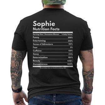 Sophie Nutrition Facts Personalized Name Sophie Men's T-shirt Back Print - Seseable