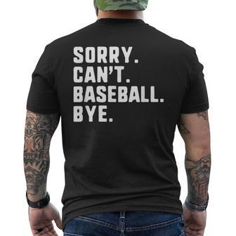Sorry Can't Baseball Bye Player Men's T-shirt Back Print - Thegiftio UK