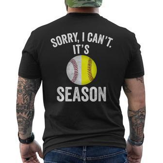 Sorry I Cant Its Season Baseball Life Softball Life Women Men's T-shirt Back Print | Mazezy