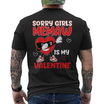 Sorry Girls Memaw Is My Valentine Toddler Valentines Boys Men's T-shirt Back Print | Mazezy