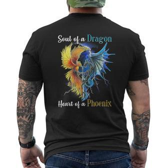Soul Of A Dragon Heart Of A Phoenix Men's T-shirt Back Print - Seseable