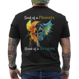 Soul Of A Phoenix Heart Of A Dragon Men's T-shirt Back Print | Mazezy