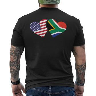 South Africa Usa Flag T Heart South African Americans Men's T-shirt Back Print - Monsterry CA