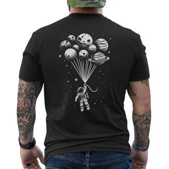 Space Astronaut Holding Planet Balloons Space Men's T-shirt Back Print - Seseable